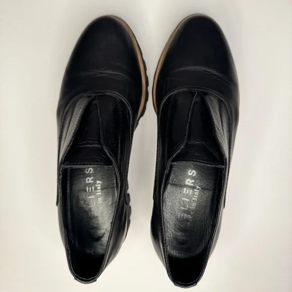 Atelier Women’s Barton Black & Tan Italian Leather Platform Penny Loafers Sz 38 - Picture 8 of 14